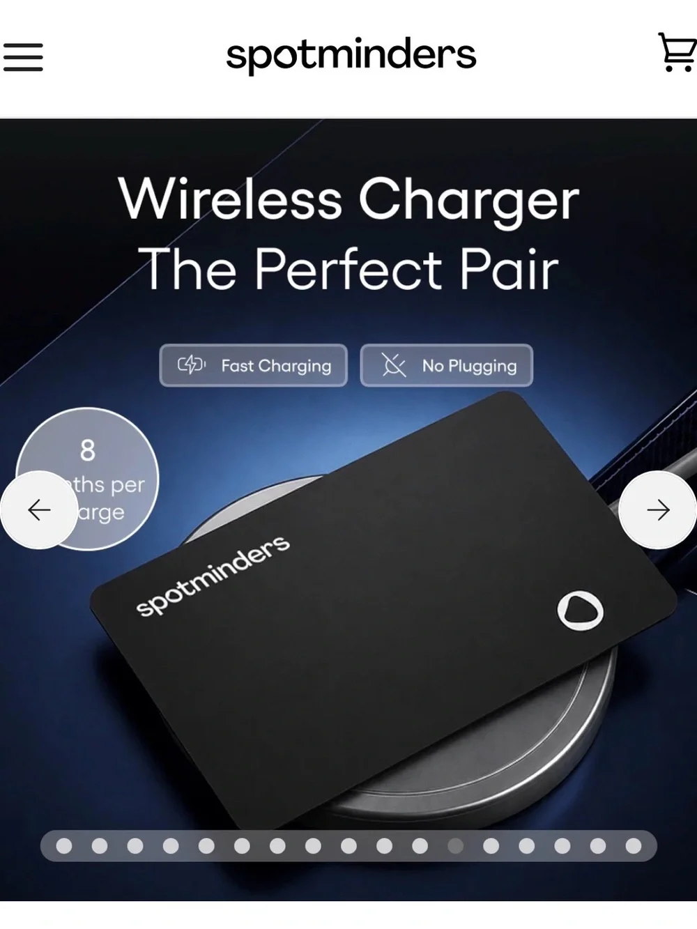 Spotminders Black Wireless Tracker Cards with Wireless Charger Included